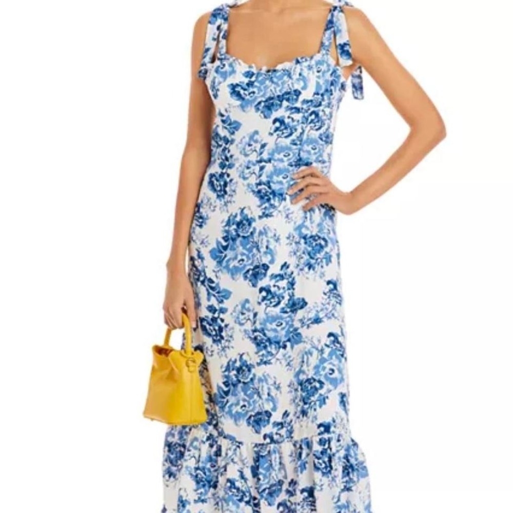 AQUA Bloomingdale's toile de jouy sleeveless floral midi dress